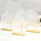 Frosted Arch Wedding Table Numbers 1-15, Gold Numbers and Stands - Image 5