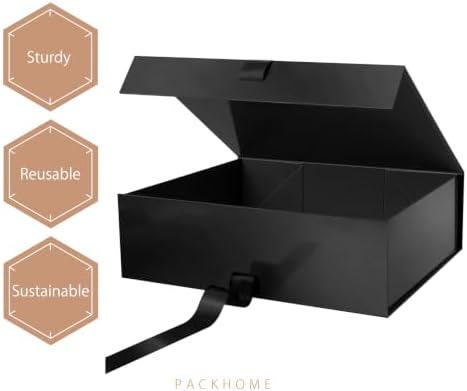PACKHOME Extra Large Black Gift Box with Ribbon Magnetic Lid 17x14.5x5.5in - Image 6