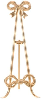 ARTIBETTER Bow Plate Stands Metal Cookbook Display Easel with Foldable Leg - 16" Tall Gold Decorative Platter Holder for Kitchen Table Centerpiece Birthday Baby Shower Wedding by ARTIBETTER