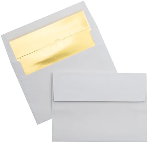 LUXPaper A7 Foil Lined Invitation Envelopes | Peel & Press | 5 1/4" x 7 1/4" | White w/Gold LUX Lining | 60lb. Text | 250 Qty - Image 4