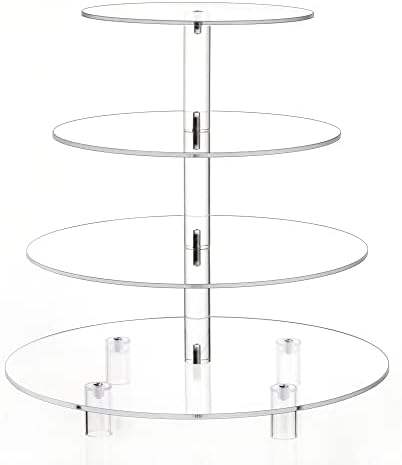 14'' Width XL Large Cupcake Stand 4 Tiered Acrylic Glass Round Cake Stand - Image 6