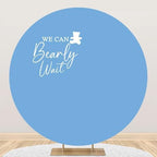 5x5ft We Can Bearly Wait Round Backdrop Cover Blue Cute Bear Baby Shower Circle Photography Background for Gender Reveal Pregnancy Party Banner Cake Table Decorations Photo Booth Props - Image 5