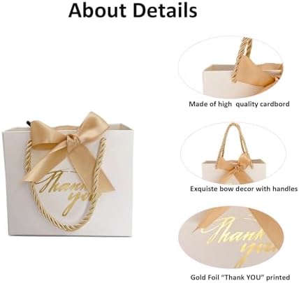 TKSBAG 100 Pack Small Thank You Gift Bags with Handles, 5.5''x 2.3''x4.7'' Mini White Gift Bags Bulk for Baby Shower, Birthday, Wedding, Party Favors, Fathers' Day - Image 3