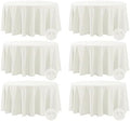 Fokitut 6 Pack Waterproof Round Tablecloth, 120 Inch, Stain Resistant and Wrinkle Polyester Table Cloth, Fabric Table Cover for Kitchen Dining, Wedding, Party, Holiday Dinner-Ivory by BalsaCircle