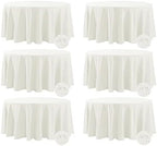 Fokitut 6 Pack Waterproof Round Tablecloth, 120 Inch, Stain Resistant and Wrinkle Polyester Table Cloth, Fabric Table Cover for Kitchen Dining, Wedding, Party, Holiday Dinner-Ivory by BalsaCircle