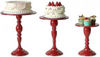 Red 3Pcs Metal Round Vintage Cake Stand Set 8"10"12" Dessert Display - Image 2