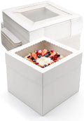 CRUGLA 24 Pack 10x10x10 Cake Boxes, White Bakery Window Boxes by CRUGLA
