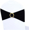 Black Chair Sashes 50 Pack with Gold Buckle Slider, Spandex Sashes for Folding Chairs Wedding Party Banquet Décor by MAGTOWNE