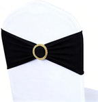 Black Chair Sashes 50 Pack with Gold Buckle Slider, Spandex Sashes for Folding Chairs Wedding Party Banquet Décor by MAGTOWNE