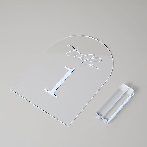 Clear Arch Table Numbers for Wedding, 5x7 Inch Arched Acrylic Table Numbers 1-10 with Stands, Clear Acrylic Arch Sign with Holder for Centerpiece, Reception, Wedding, Party, Event - Image 4