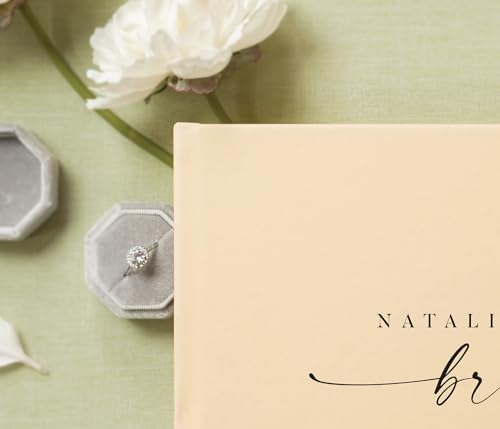 Personalized Guest Book - 11.5" x 8.5" Custom Bride & Groom Names with Bookmark and Hard Cover 140 GSM Blank Pages, for Weddings Guest Book, Engagements, Birthdays, Special Events, Butter - Image 3
