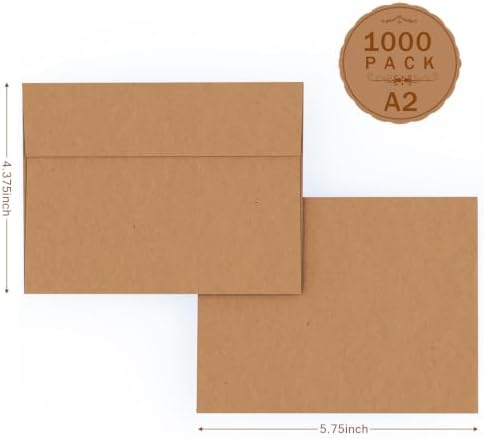 1000 Pack Goefun A2 Brown Kraft Envelopes, 4.375 x 5.75 Inches - Image 2