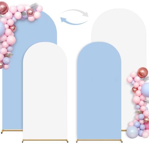 White Blue Arch Backdrop Cover Set of 2 (6FT/7.2FT) Arch Cover Spandex Party Wedding Arch Stand Covers for Baby Shower Bridal Shower Photo Birthday Spandex Baby Balloon Arch Covers Stretchy Backdrop by Unknown