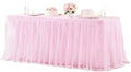 Pink Tablecloth Rectangle 6ft Elastic Fitted Tulle Table Cloth Stretch Spandex Rectangular Table Cover with Ruffle Skirt for Wedding Baby Shower Birthday Party Banquet Cake Dessert Table Decor by Besutolife