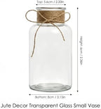 Clear Glass Vase Set, Hemp Rope Bowknot Decoration, Rustic Rustic Style Table Top for Wedding Flower Arrangement, Set of 12 - Image 2