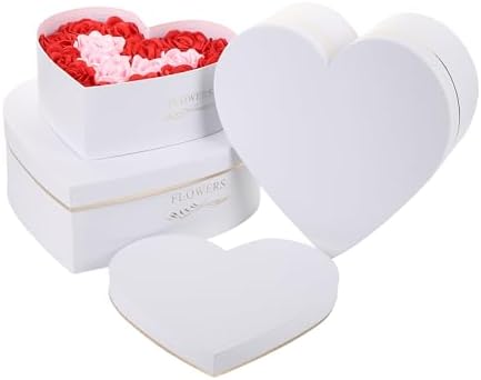 Set of 3 Heart Shaped Gift Boxes with Ribbon Bow Clear Window Decorative Heart Gift Flower Wrapping Boxes for Wedding, Birthday, Anniversary, Valentine's Day, Mother's Day, Baby Showers (White) - Image 2