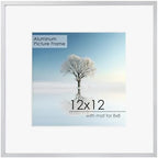 FLYJOE 12x12 Frame - Metal Square Picture Frame With Plexiglass | 12x12 Frame With Mat for 10x10 | Minimalist Modern Poster Frame | Hanging Hardware Included | Silver, 3Pcs by FLYJOE