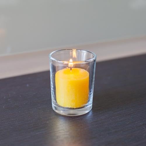 Set of 72 Richland Votive Candles Yellow Unscented and 72 Clear Glass Eastland Votive Holders - Image 4