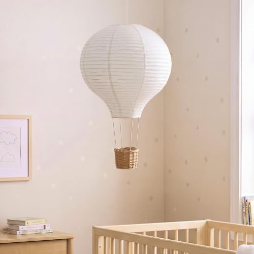 Baquler 1 Pcs 12 Inch Hot Air Balloon Lampshade Without Light Hanging Hot Air Balloon Decorations White Linen Fabric Lamp Shades Gifts for Nursery Kids Living Room Baby Shower Party Decor by Baquler