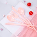 Supernal 180Pcs Extra Heavy Duty Pink Plastic Cutlery Silverware Set - Image 3