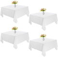 4 Pack Square Table Cloth 85x85 Inch White Tablecloth Machine Washable Fabric Polyester Table Cover for Dining, Buffet Parties, Picnic, Events, Weddings and Restaurants（White） by JALANCY