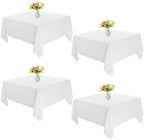 4 Pack Square Table Cloth 85x85 Inch White Tablecloth Machine Washable Fabric Polyester Table Cover for Dining, Buffet Parties, Picnic, Events, Weddings and Restaurants（White） by JALANCY