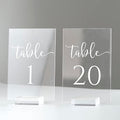 Clear Acrylic Wedding Table Numbers 1-20 with Stand- 20 Pack 4x6 Inch Acrylic Clear Table Number Signs Printed Calligraphy Font for Wedding, Event& Party by JINMURY