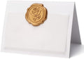 100 Pack Name Cards for Table Setting, Printable Place Cards with Antique Gold Rose Wax Seal Sticker for Wedding, Table Tent Card Stock for Party, Dinner (100 Pack Pearlized White) by Parvigo