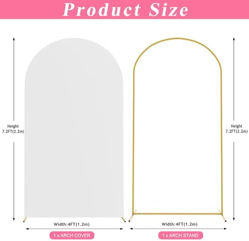 Putros Arch Backdrop Stand and Cover Set, 7.2ft Arch Stand with White Cover - Image 2