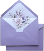 50PCS A7 Purple Envelopes with Floral Liner, 5.3×7.6" Envelopes by KUCHYNEE