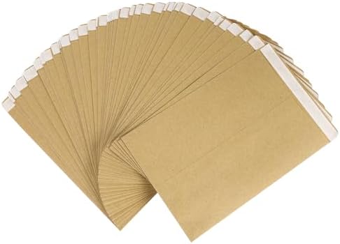 Vintage Kraft Paper Blank Envelopes 50Pcs Glue Free Self Sealing by HOME