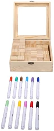 Baby Shower Block Game Set, Pine Wood Painting Blocks Kit with 48 Blank Blocks 12 Markers 42 Templates, Sign Included for Baby Shower Gender Reveal Birthday Party - Image 2