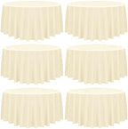 YMHPRIDE 6 Pack Beige Tablecloths - 120 Inch Polyester Round Table Covers, Washable Fabric for Wedding, Party, Dining, Banquet by YMHPRIDE
