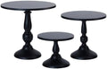 Set of 3 Black Cake Stands, QENUIITEA Metal Round Cake Holder Dessert Pie Pizza Display Stand 8" 10" 12" Serving Tray Halloween Decoration for Wedding Celebration Party Birthday Baby Shower by QENUIITEA