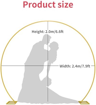 Wedding Arch Round Backdrop Stand Gold Metal Circle Backdrop Stand Circle Balloon Arch Stand Frame for Birthday Party Bridal Shower Anniversary Ceremony Candy Tables Celebration in 2x2.4m - Image 2