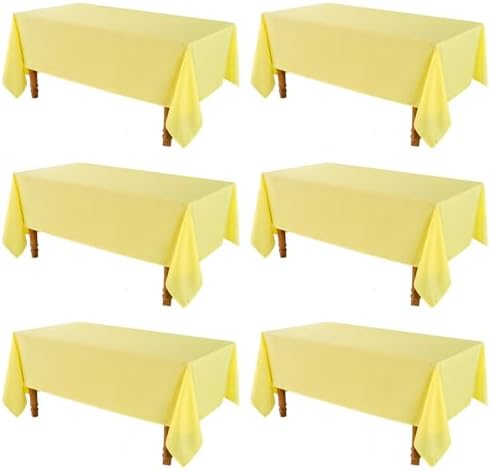 VidaFete Classic Series 6 Pack 90 * 132inch Yellow Rectangle Tablecloth by VidaFete
