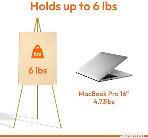 JEAWIWI 6 Pcs Lightweight Easel Stand, 66 Inch, Gold, with Portable Bags - Image 3