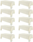 VidaFete 10 Pack 90 * 156inch Ivory Rectangle Tablecloth for 8ft Tables by VidaFete