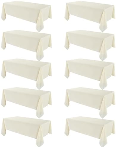 VidaFete 10 Pack 90 * 156inch Ivory Rectangle Tablecloth for 8ft Tables by VidaFete