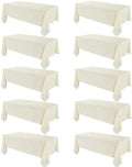 VidaFete 10 Pack 90 * 132inch Ivory Rectangle Tablecloth for 6ft Tables by VidaFete