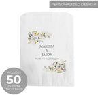 Canopy Street Personalized Dainty Wildflower Corners Names Treat Bags / 50 Custom Event Dessert Bags / 5 3/4" x 8" Floral Cookie Holder Wedding Anniversary Favor/Made In The USA - Image 2