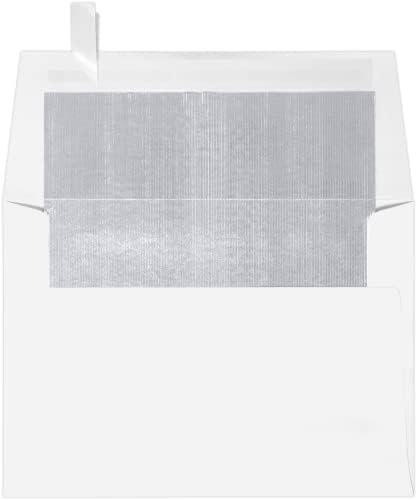 LUXPaper A6 Foil Lined Invitation Envelopes | Peel & Press | 4 3/4" x 6 1/2" | White w/Silver LUX Lining | 60lb. Text | 1,000 Qty by Envelopes.com