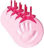 DIY Baby's Print Handprint or Footprint Keepsake No Bake Ornament with Ribbon, Baby Girl Nursery Décor, Pink (Pack of 4) by TinyIdeas