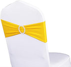 Pack of 50 Spandex Yellow Chair Sashes Bows, Chair Bands Silver Buckles - Image 2