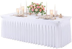 6 Pack White Spandex Tablecloth for 4FT Rectangle Tables, Fitted Stretch Table Cover with Skirt, Wrinkle Free Washable Elastic Table Cloth for 4 Foot Folding Table, Wedding Banquet Baby Shower - Image 7