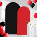 2PCS Black & Red Arch Backdrop Covers for Arch Stand (7.2ft + 6ft) – Spandex Fitted Stand Covers for Weddings Baby Showers Birthday Party Supplies Decor & Photo Booths(Only Cover) by CORNERLACE