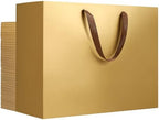 EUSOAR Gold Large Paper Wrap Bags - 50pcs, 16"x6"x12", Handles, Bulk Merchandise Retail Shopping Wrapping Bags for Business, Craft, Grocery, Boutique, Party Favor, Wedding by EUSOAR