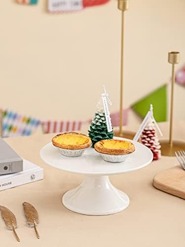 Kanwone 8-Inch Porcelain Small Cake Stand, Cake Plate, Dessert Stand, Cake Stand for Party, Baby Shower, Home Decorating Stand, White - Image 4
