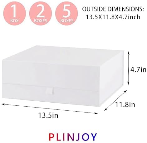 5 Pcs White Gift Box Large 13.5x11.8x4.7 Inches, White Gift Boxes for Presents with Magnetic Closure Lid, Luxury Gift Box Rectangle Collapsible Boxes for Gift Packaging - Image 4