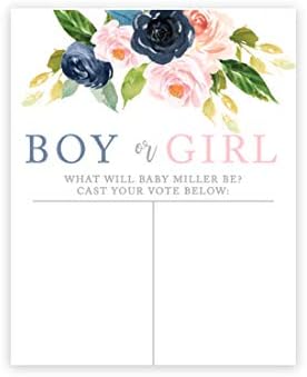 Andaz Press Custom Large Baby Shower Canvas What Will It Baby Be Cast Your Vote Sign, 16 x 20 Inches, Boy Or Girl Florals, Personalized Canvas Sign, For Gender Reveal Party by AndazPress